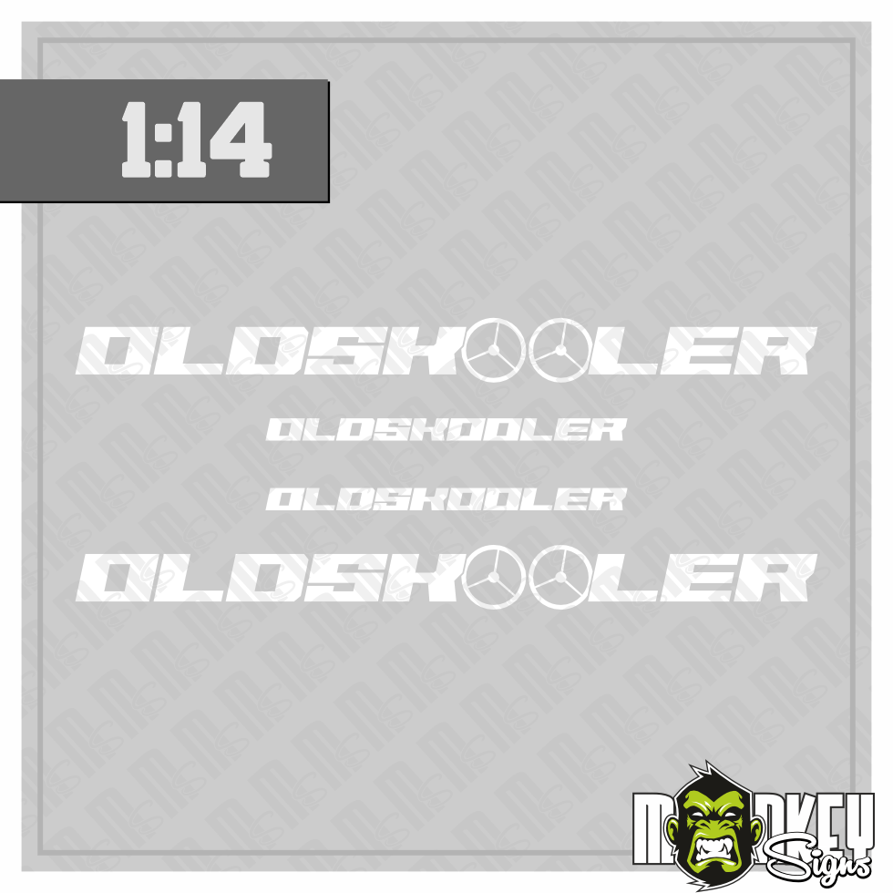 3teil 114 Frontscheiben Aufkleber Truck Tamiya RC Oldskooler Weiss Modellbau Beschriftung