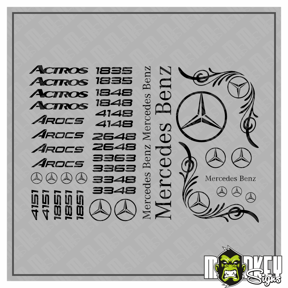 40teil 114 Actros Truck Tamiya RC 114 Aufkleber Wedico Mercedes Benz Black Modellbau Beschriftung
