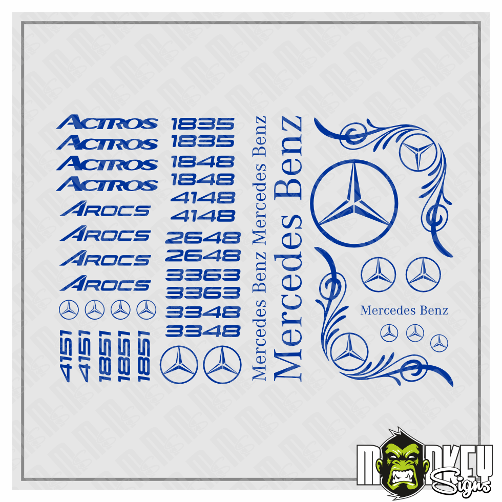 40teil 114 Actros Truck Tamiya RC 114 Aufkleber Wedico Mercedes Benz Blau Modellbau Beschriftung