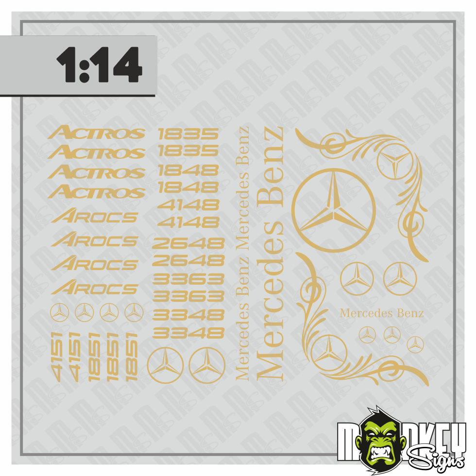 40teil 114 Actros Truck Tamiya RC 114 Aufkleber Wedico Mercedes Benz Braun Modellbau Beschriftung