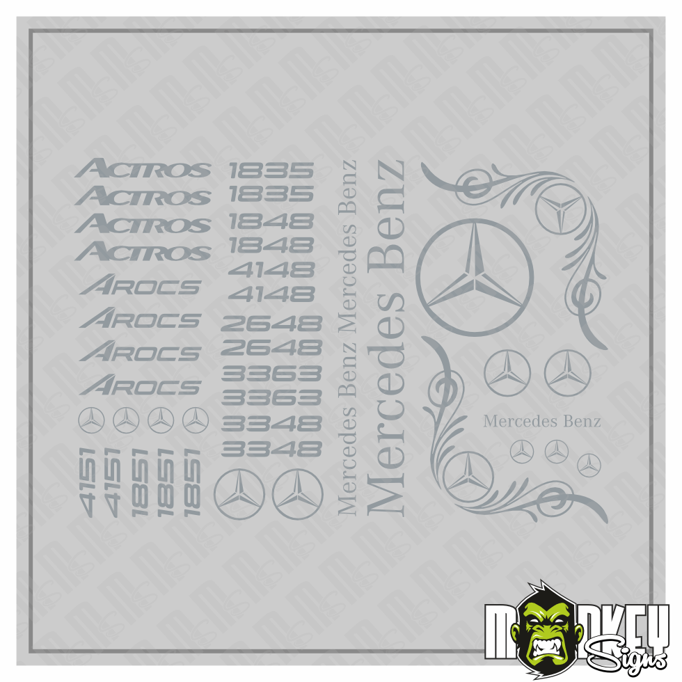 40teil 114 Actros Truck Tamiya RC 114 Aufkleber Wedico Mercedes Benz Grau Modellbau Beschriftung