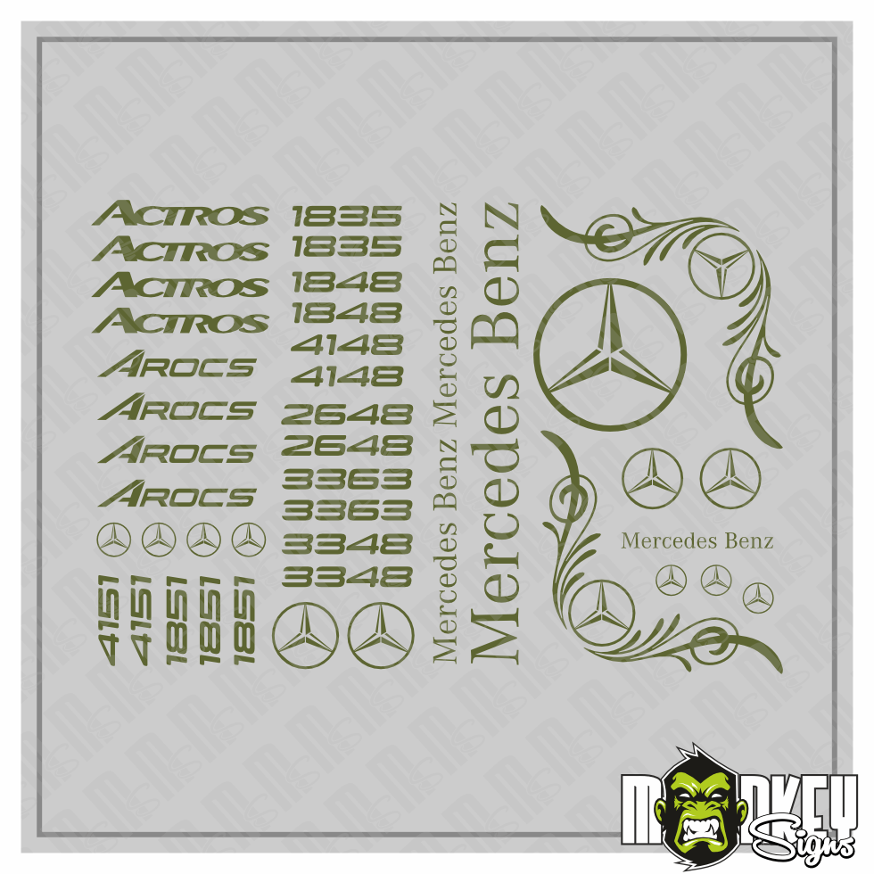 40teil 114 Actros Truck Tamiya RC 114 Aufkleber Wedico Mercedes Benz Grun Modellbau Beschriftung