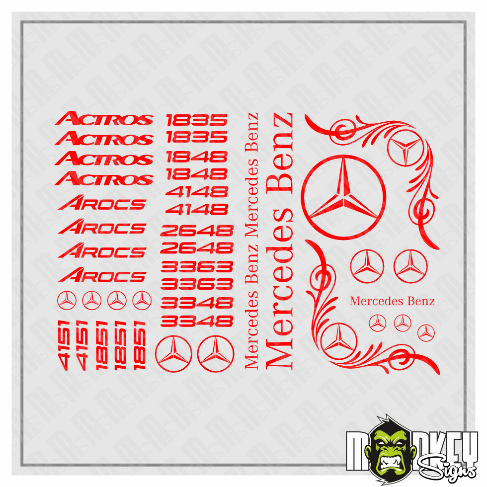 40teil 114 Actros Truck Tamiya RC 114 Aufkleber Wedico Mercedes Benz Rot Modellbau Beschriftung