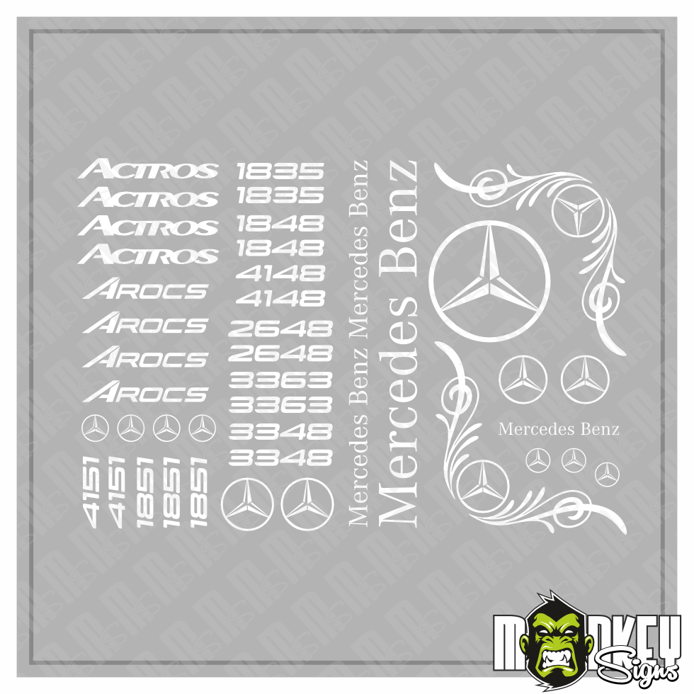 40teil 114 Actros Truck Tamiya RC 114 Aufkleber Wedico Mercedes Benz Weiss Modellbau Beschriftung