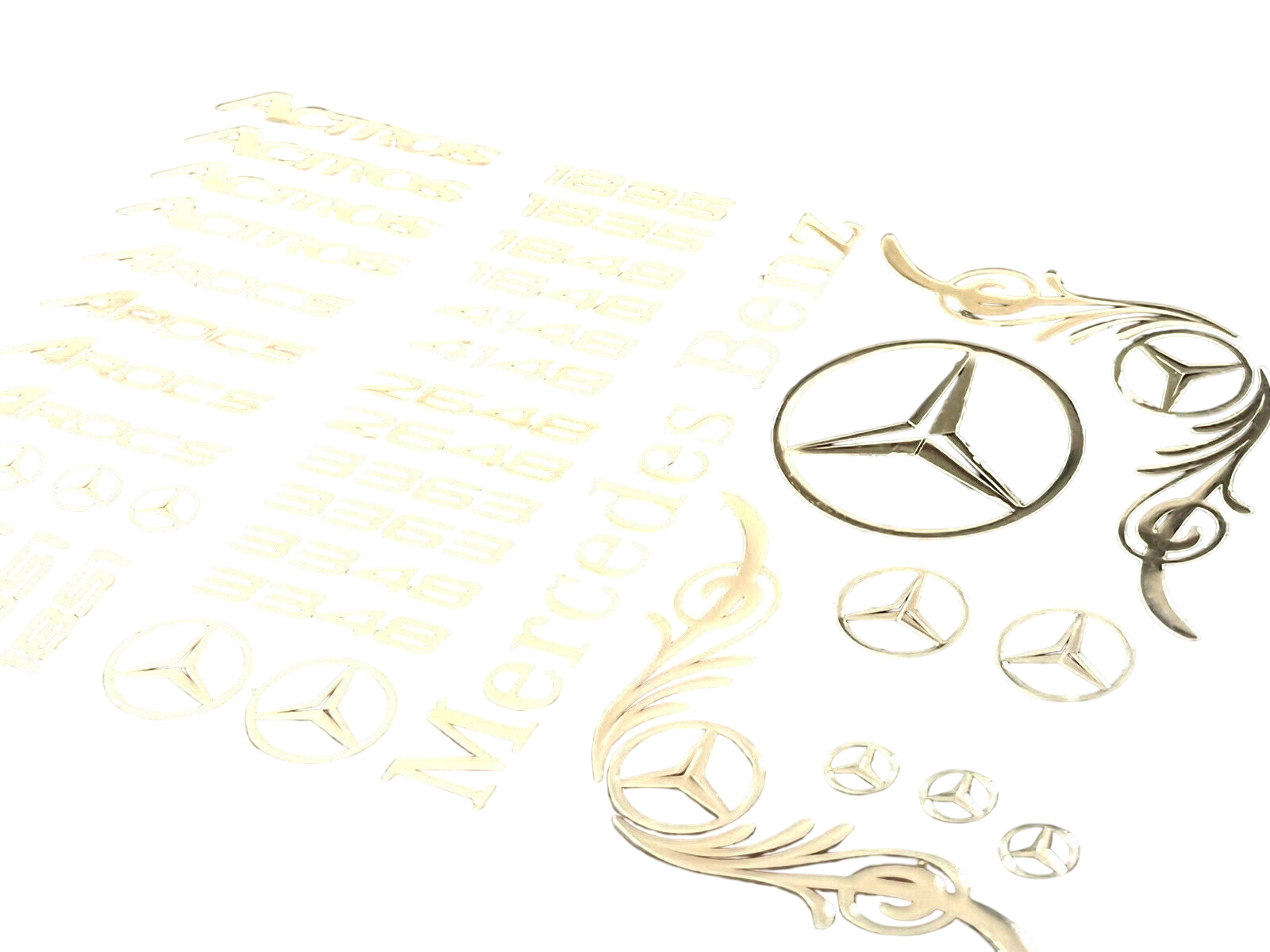 40teil Chromset 114 Actros Truck Tamiya AROCS RC 114 Aufkleber Wedico Benz Modellbau Beschriftung