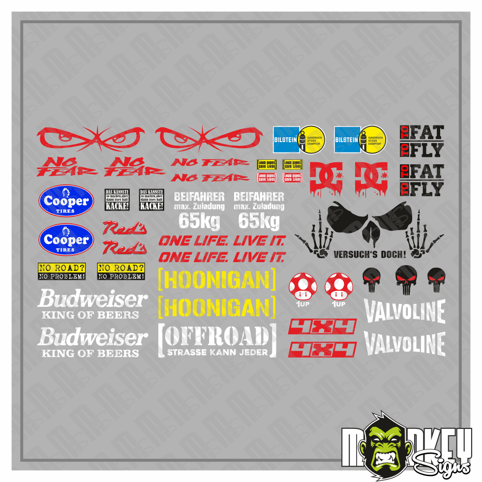 43 Teiliges RC Crawler Offroad Aufkleber Set 110 Sticker Passend Fur Modellbau Modellbau Beschriftung