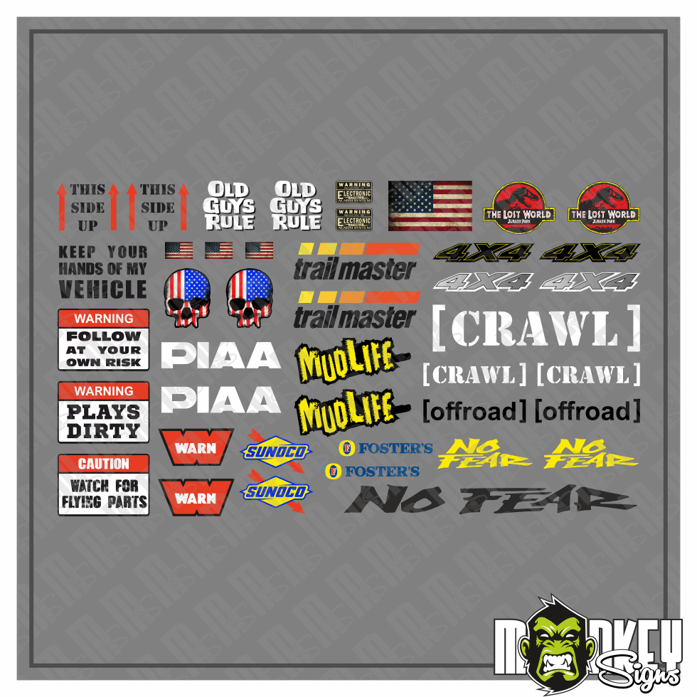44 Teiliges RC Crawler Offroad Aufkleber Set 110 Sticker Passend Fur Modellbau Modellbau Beschriftung