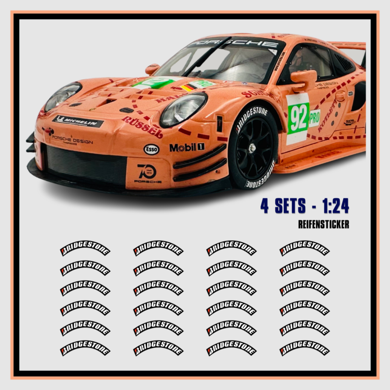 4x6er Set Reifen Markierung Bridg. Aufkleber Decal 1:24 für Slot Car Carrera 124