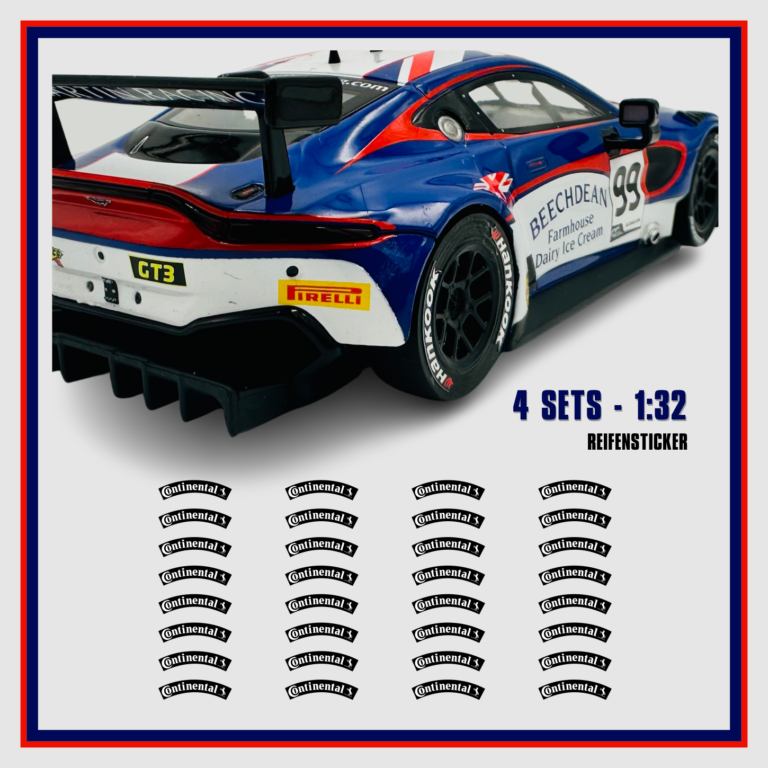 Reifenbeschriftungen 4x8er Set Reifen Markierung Conti Aufkleber Decal 1:32 für Slot Car Carrera 132