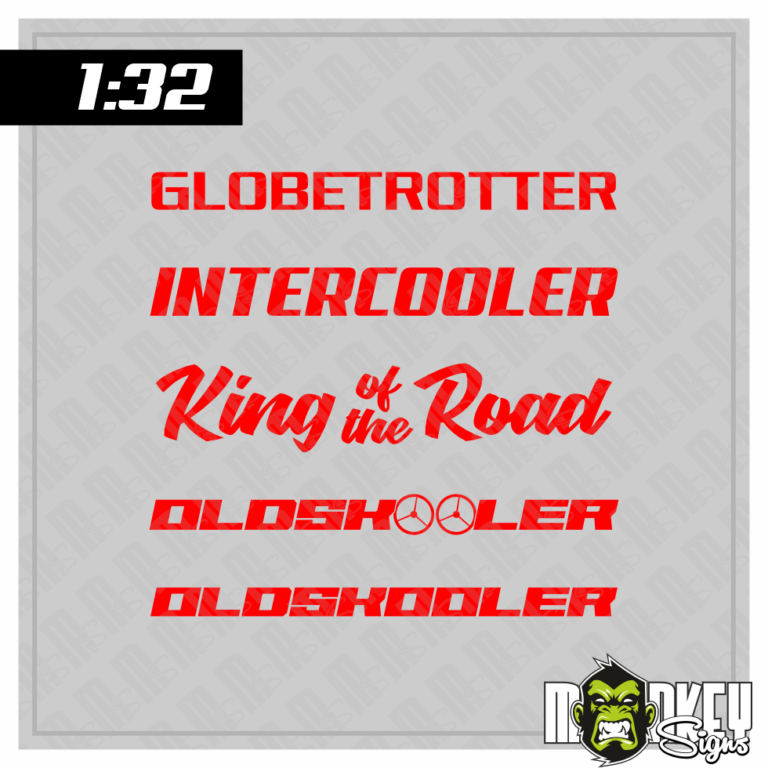 5-teiliges Set Frontscheibenaufkleber 1:32 Sticker Zubehör LKW Modellbau rot