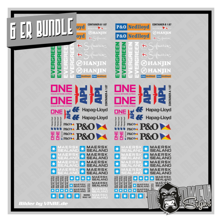 6er Set Waterslide Decal 1:87 SPUR H0 Container Zug Eisenbahn Modellbahn