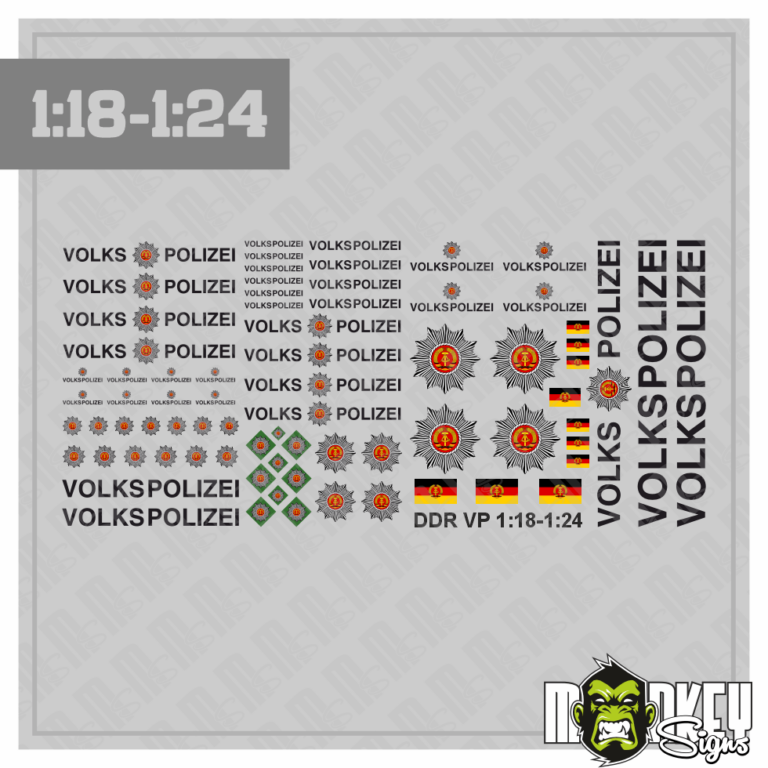 75 teil. Set Modellbau DDR Volkspolizei / VP LKW Lada Aufkleber 1:18 + 1:24