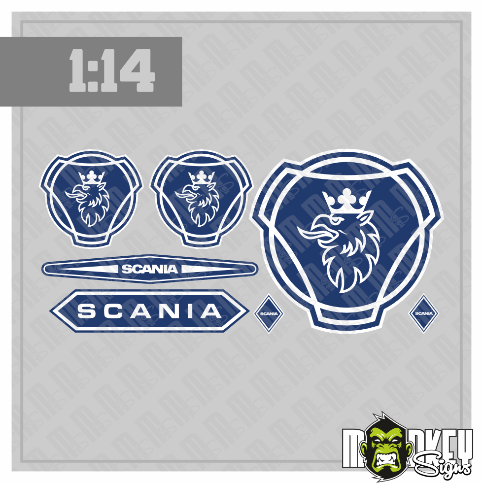 7er Scania Aufkleber Set Passend Fur 114 Tamiya RC LKW Truck Sticker Blau Weiss Modellbau Beschriftung