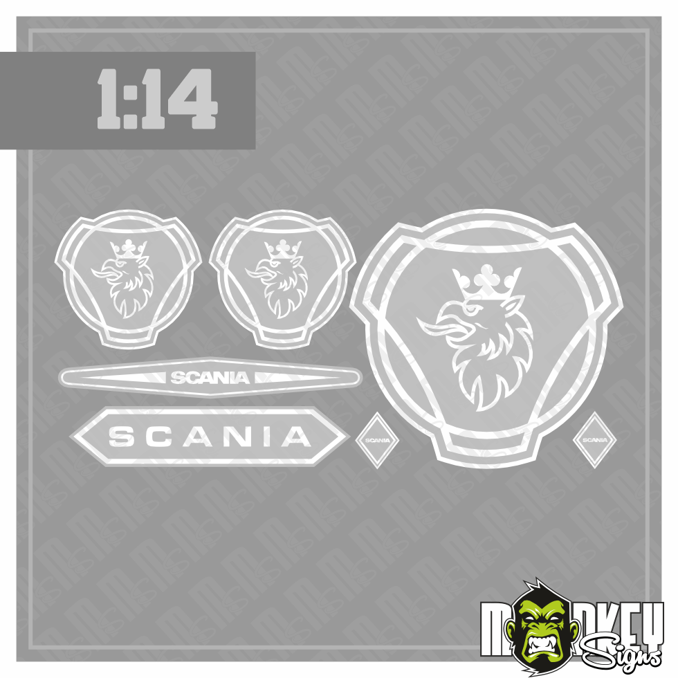 7er Scania Aufkleber Set Passend Fur 114 Tamiya RC LKW Truck Sticker Grau Weiss Modellbau Beschriftung
