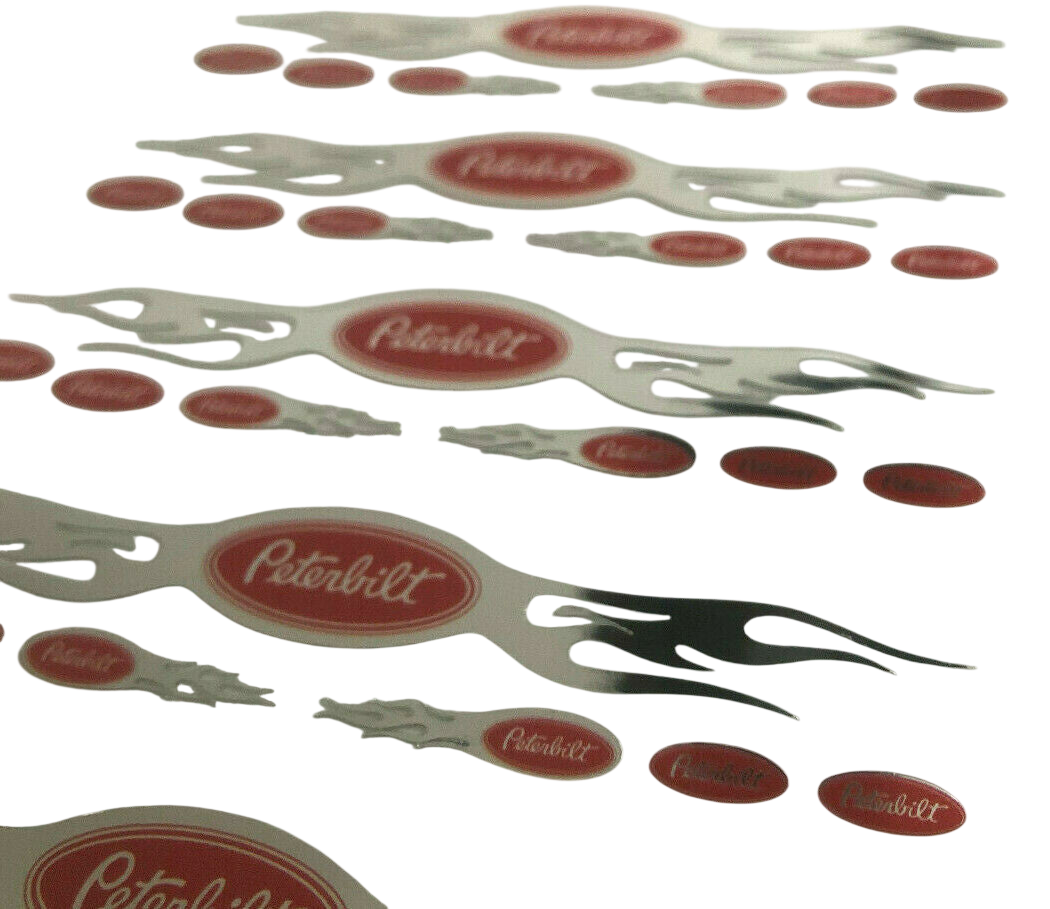 7teilig CHROM PETERBILT Flames RED TRUCK USA 114 STICKER RC AUFKLEBER USA Modellbau Beschriftung