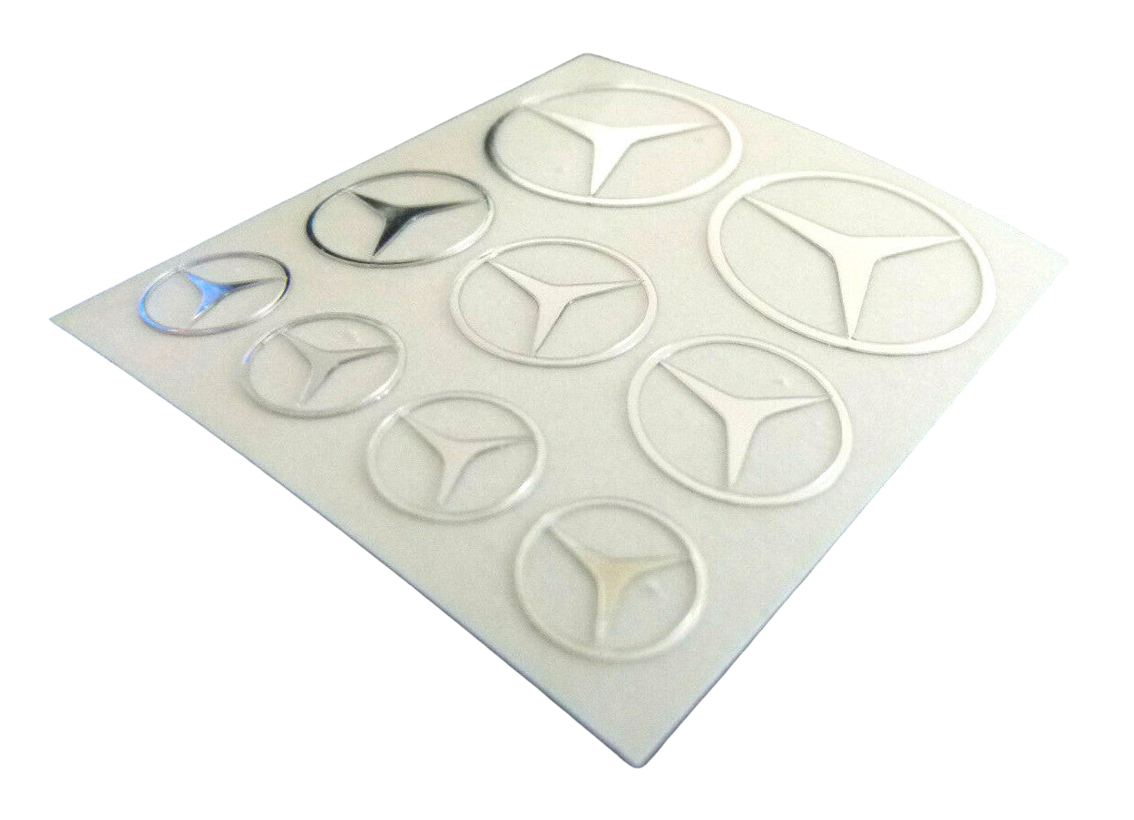 9er SET Mercedes Stern Chrom 114 1145 Tamiya DECAL RC AUFKLEBER 116 021 Modellbau Beschriftung