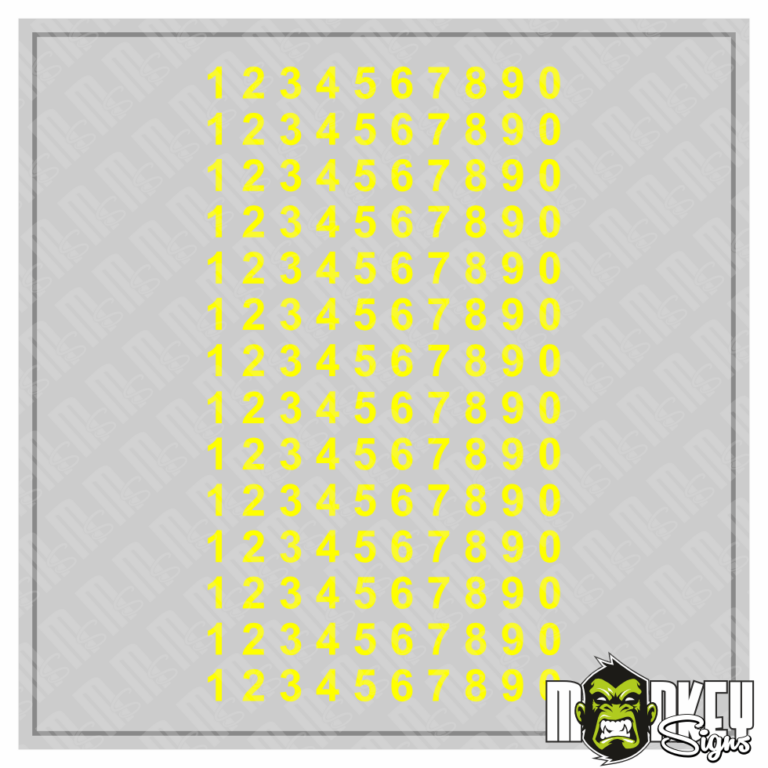 Aufkleber 140teilig Modellbau RC Slotcar Zahlen 4mm gelb Sticker UV-beständig