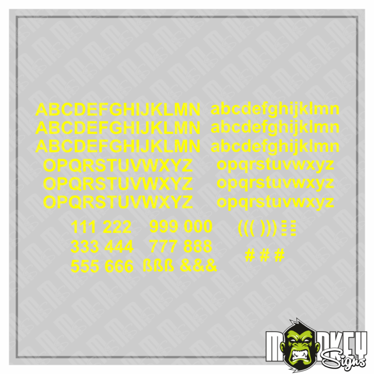 Aufkleber 209teilig Modellbau RC Slotcar Zahlen Buchstaben gelb Sticker