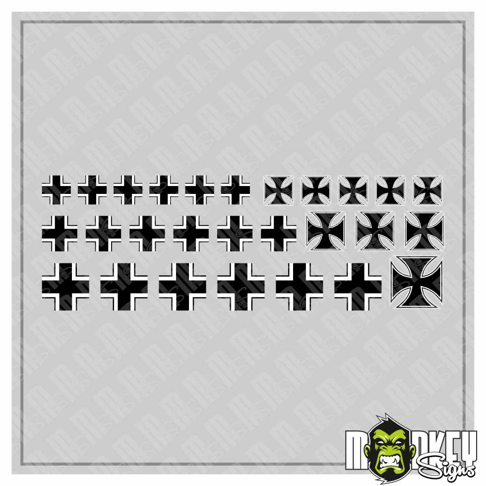 Aufkleber 27teilig Modellbau RC Army Eisernes Kreuz Panzer WW2 Sticker Armee B Modellbau Beschriftung