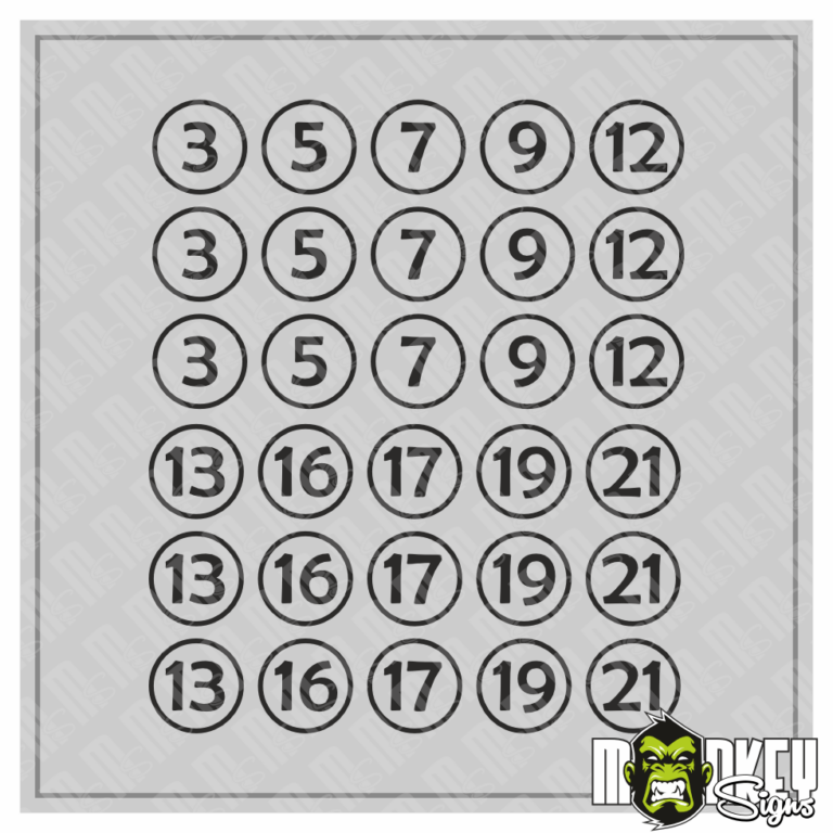 Aufkleber 30-teilig Modellbau RC Slotcar Startnummern Sticker UV-beständig Set B