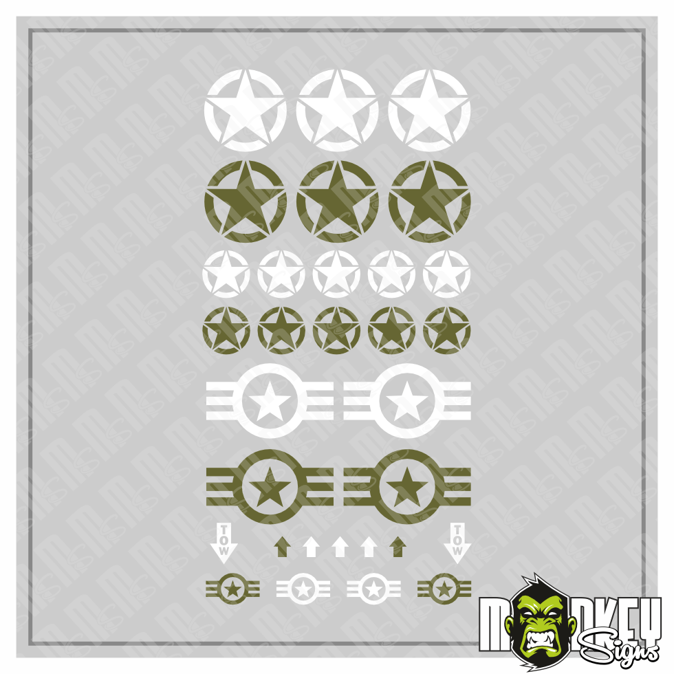 Aufkleber 31 Teilig Modellbau RC US Army Flugzeugbau Sticker Armee Sterne Modellbau Beschriftung
