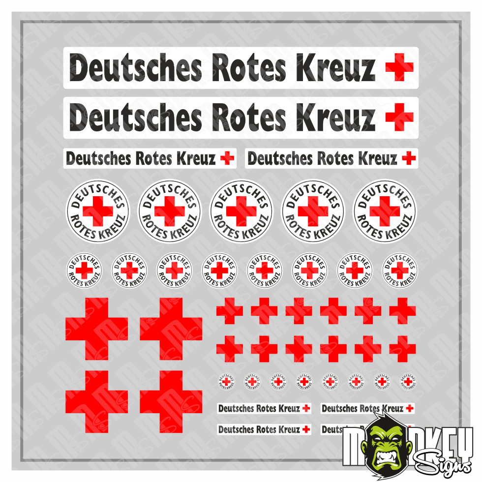 Aufkleber 45 Teilig Modellbau RC DRK Sticker Deutsches Rotes Kreuz Modellbau Beschriftung