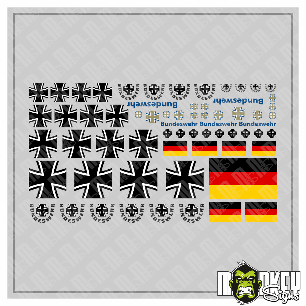 Aufkleber 58 Teilig Modellbau RC Bundeswehr Sticker Armee Deutschland Kreuze Modellbau Beschriftung