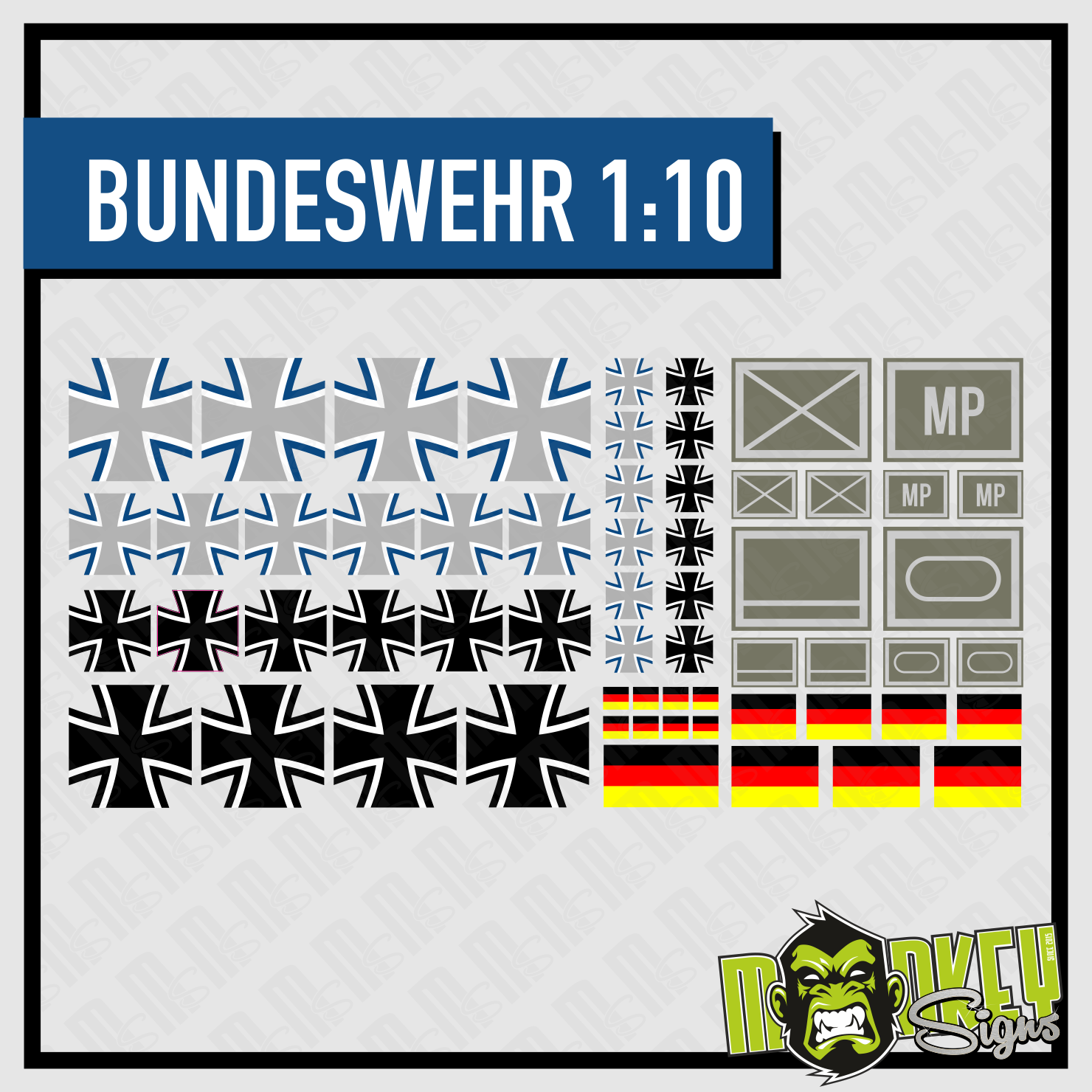 Aufkleber Set 110 Bundeswehrkreuz Panzer LKW Armee Panzerbattalion Feldjager Modellbau Beschriftung