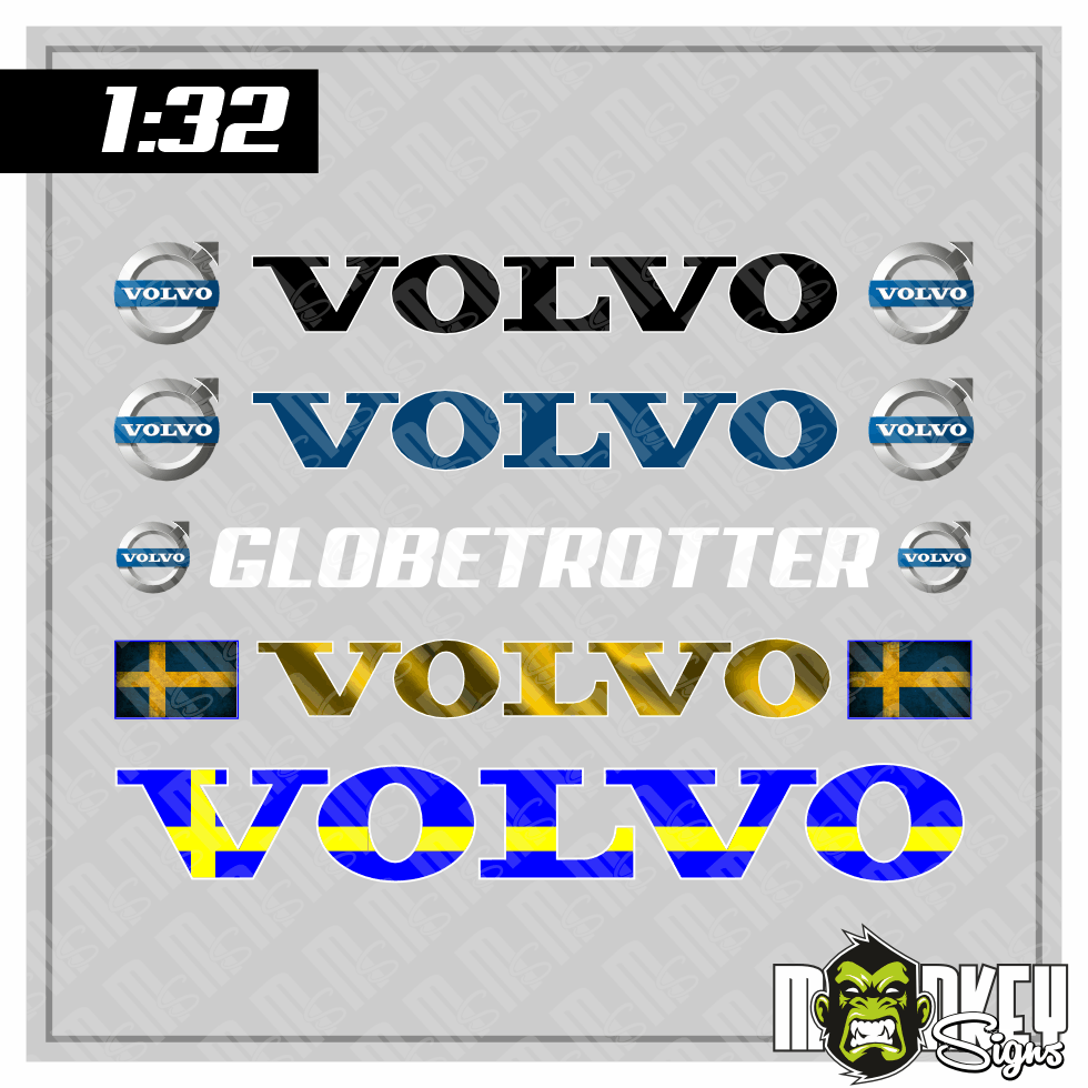 Aufkleber Set 5 Teilig 132 Modellbau RC Slotcar PVC Sticker UV Bestandig Volvo Modellbau Beschriftung
