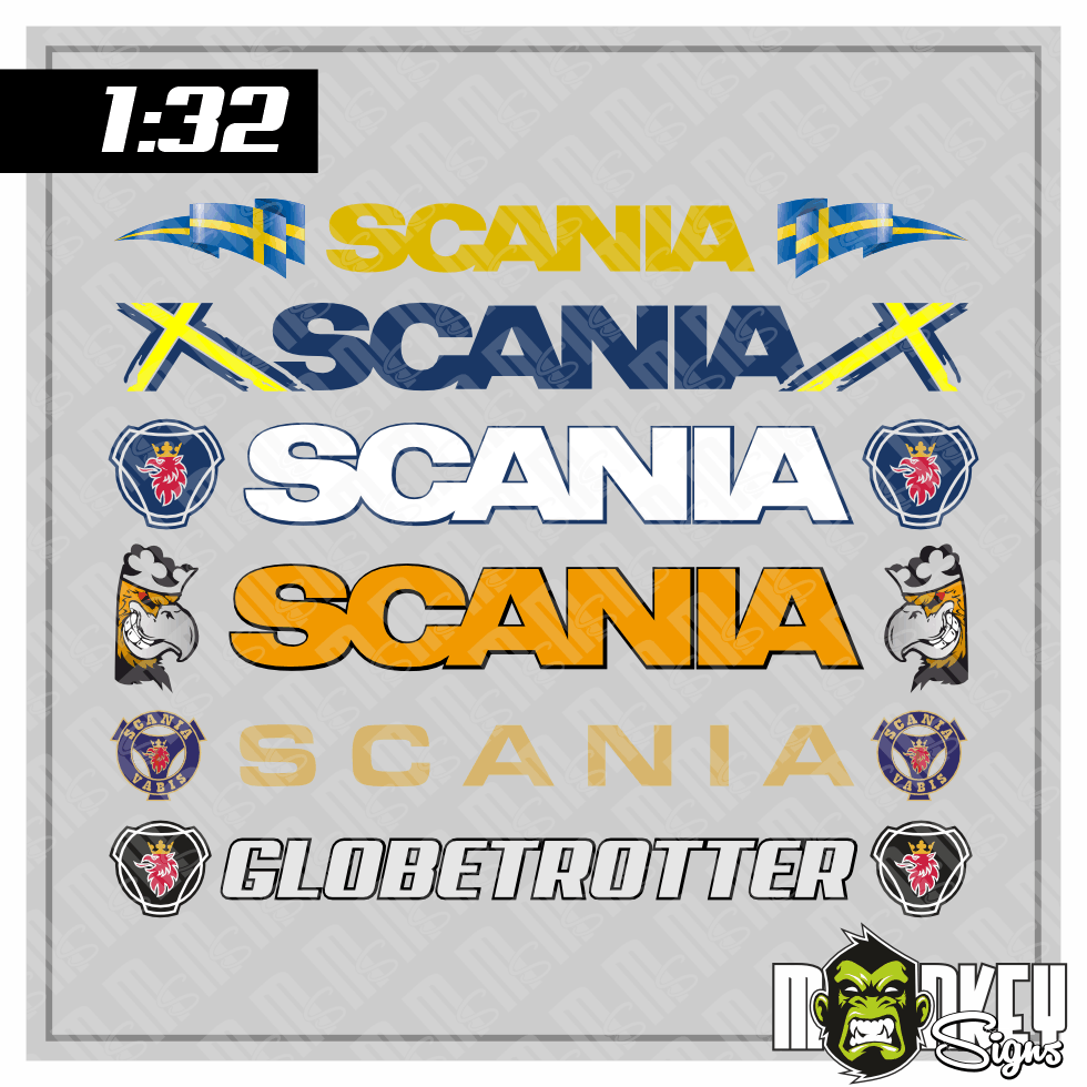 Aufkleber Set 6 Teilig 132 Modellbau RC Slotcar PVC Sticker UV Bestandig Scania Modellbau Beschriftung