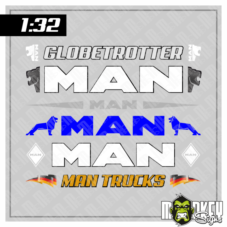 Aufkleber Set 6-teilig 1:32 Modellbau RC Slotcar Sticker UV-beständig MAN