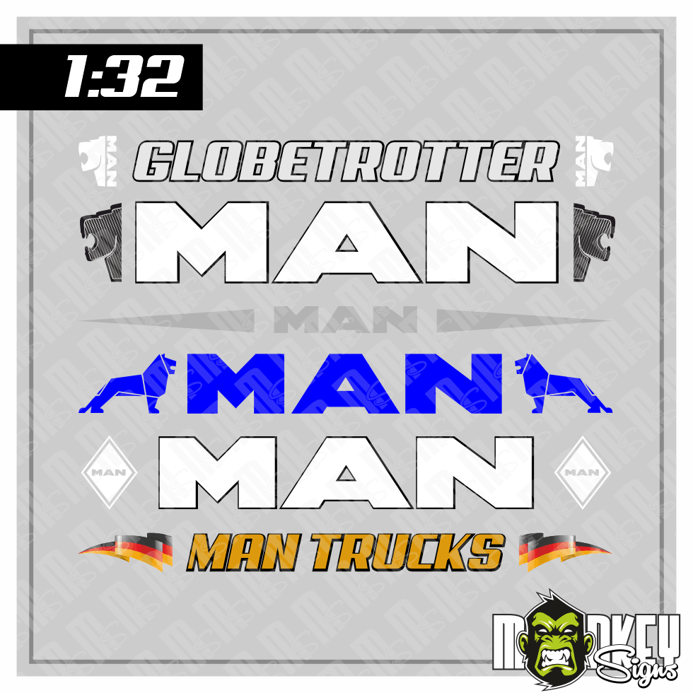 Aufkleber Set 6 Teilig 132 Modellbau RC Slotcar Sticker UV Bestandig MAN Modellbau Beschriftung