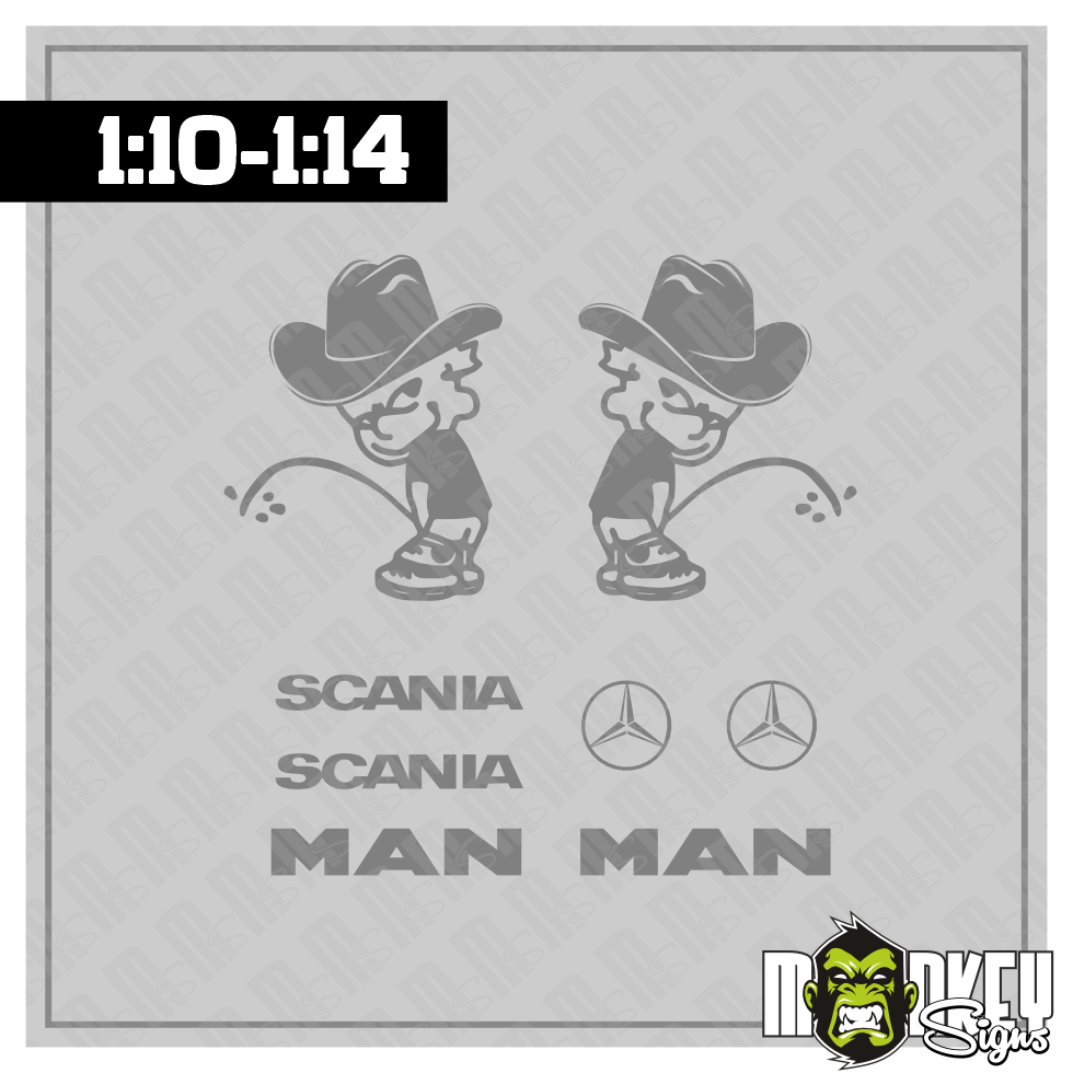 Aufkleber-Set-Cowboy-Piss-8tlg-grau-110-114-Truck-RC-Modellbau-Tuning-modellbau-beschriftung-2.png Aufkleber Set Cowboy Piss 8tlg grau 1:10 1:14 Truck RC Modellbau Tuning – Bild 2