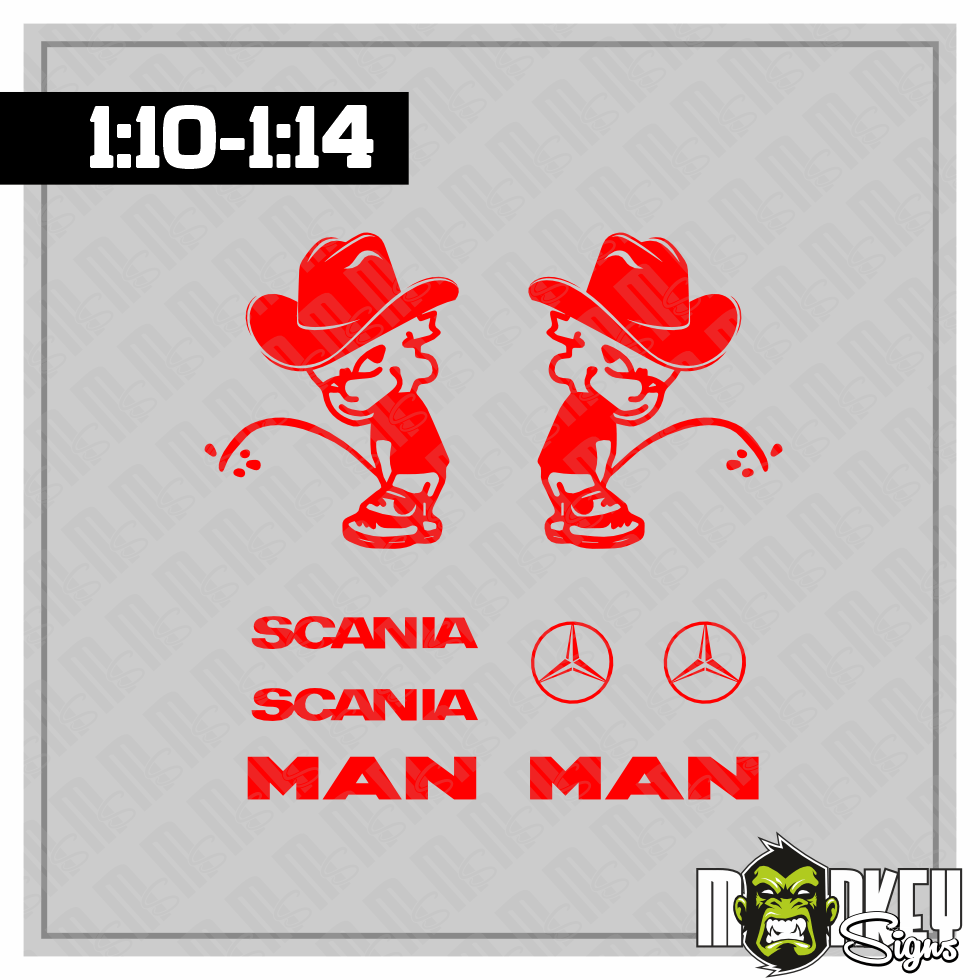 Aufkleber-Set-Cowboy-Piss-8tlg-rot-110-114-Truck-RC-Modellbau-Tuning-modellbau-beschriftung-2.png Aufkleber Set Cowboy Piss 8tlg rot 1:10 1:14 Truck RC Modellbau Tuning – Bild 2