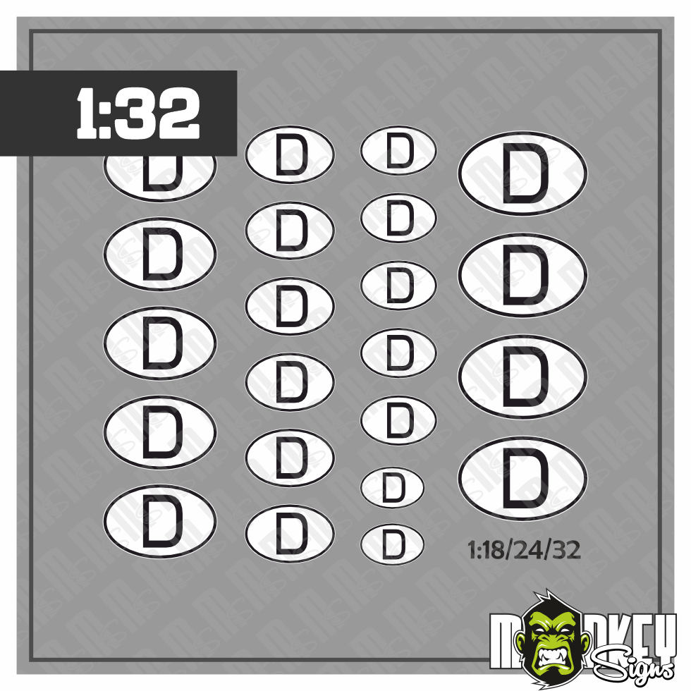 Aufkleber Set D Zeichen 118 124 132 RC Auto Modellbau Tuning Sticker Modellbau Beschriftung