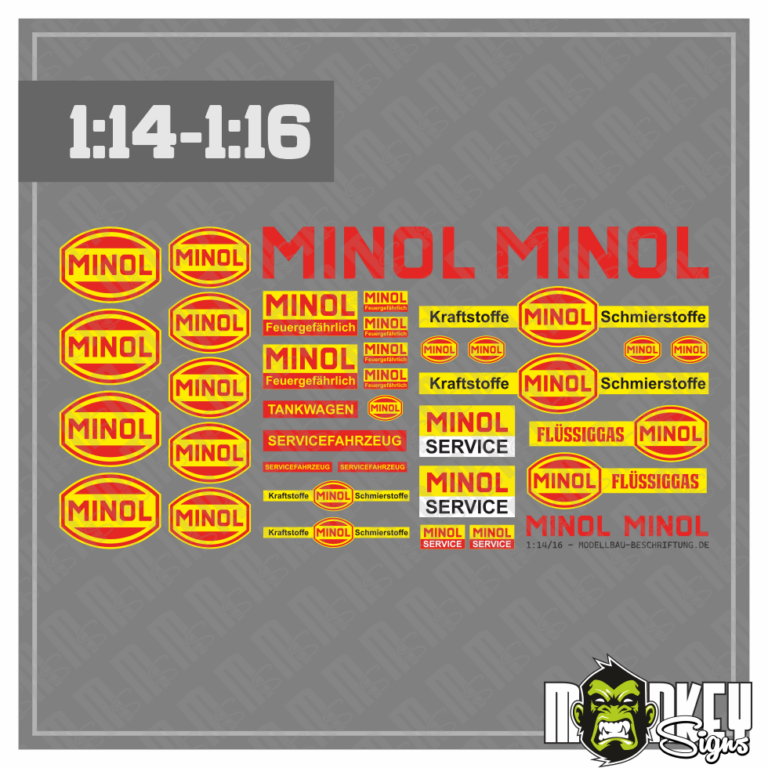 DDR MINOL Aufkleber Set passend für 1:14 1:16 Tamiya RC LKW Truck Sticker Tank
