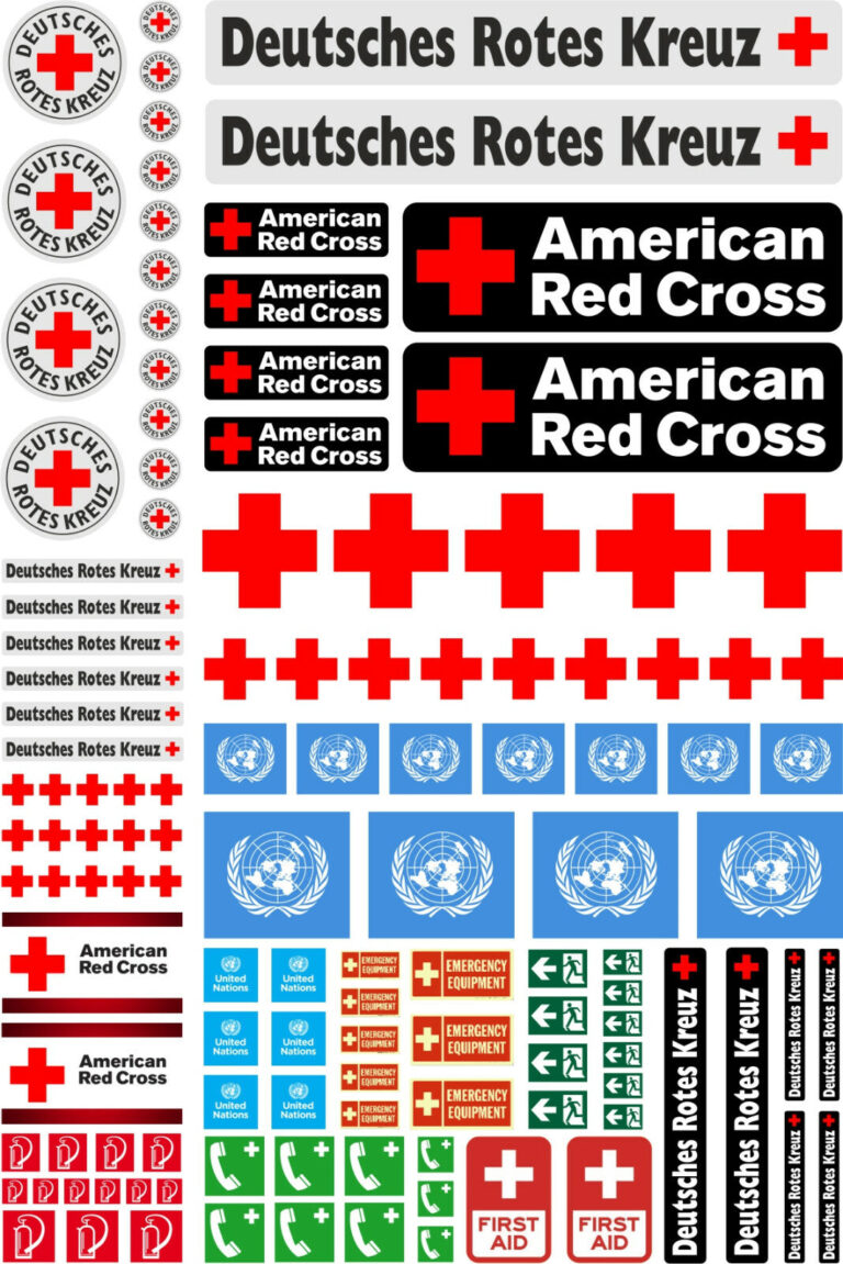 DRK Rotes Kreuz 1:32 EXIT UN FIRST AID DIORAMA STICKER AUFKLEBER 064