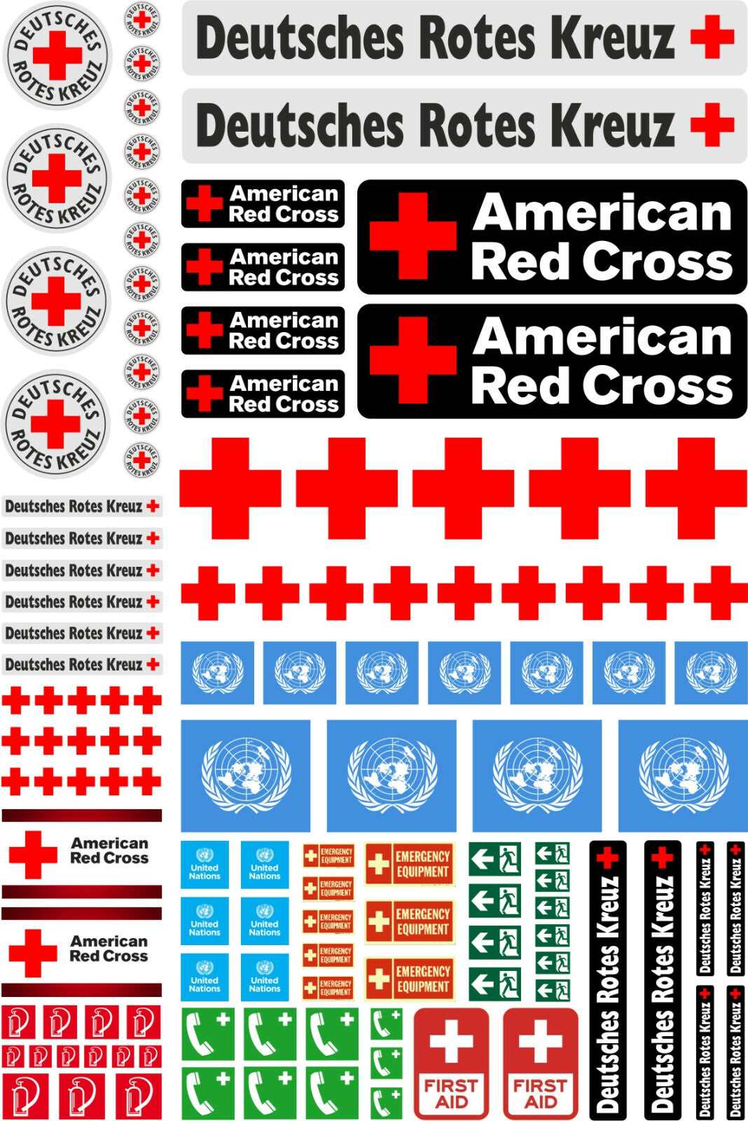 DRK Rotes Kreuz 132 EXIT UN FIRST AID DIORAMA STICKER AUFKLEBER 064 Modellbau Beschriftung