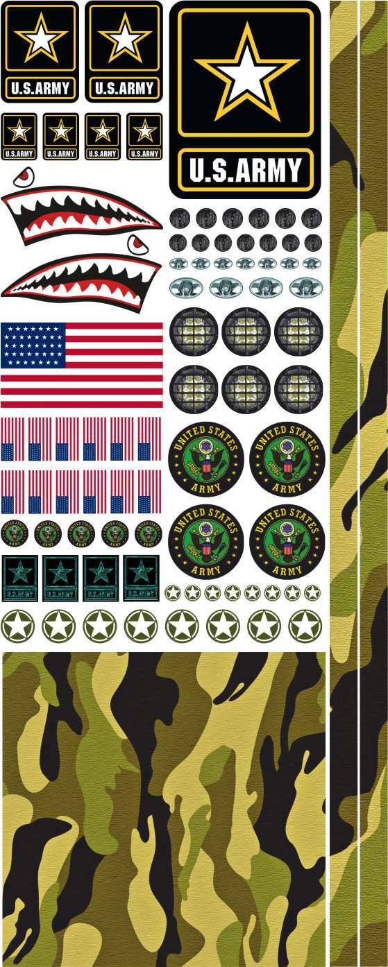 Decal Army Modellbau RC 118 124 114 Aufkleber Set Universal Truck USA Hai Modellbau Beschriftung