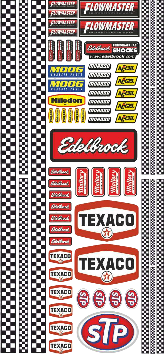 Decal Edelbrock Modellbau RC 118 124 114 Aufkleber Set Universal US Cars RC Modellbau Beschriftung