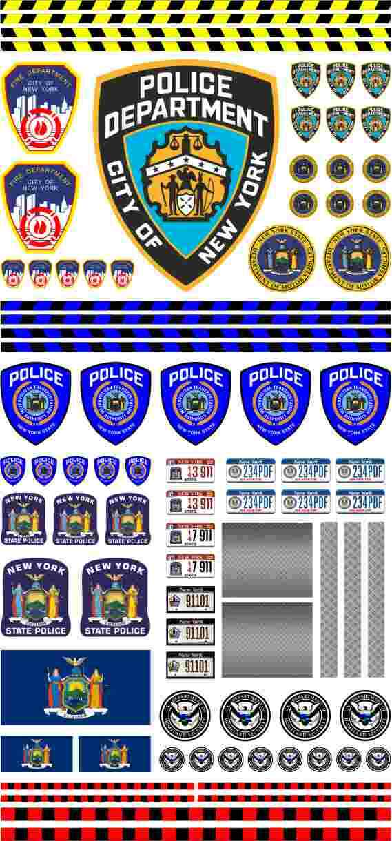 Decal US Cars Modellbau RC 118 124 114 Aufkleber Set Universal POLICE USA Modellbau Beschriftung