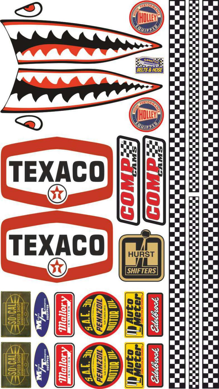 Decal US-Cars Modellbau RC 1:18 1:24 1:14 Aufkleber Set Universal TEXACO HAI USA