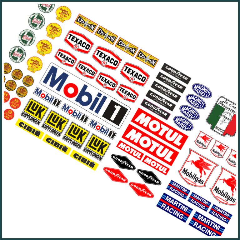 Decal Youngtimer Modellbau RC 1:18 1:24 1:14 Aufkleber Set Ralley Texaco RC