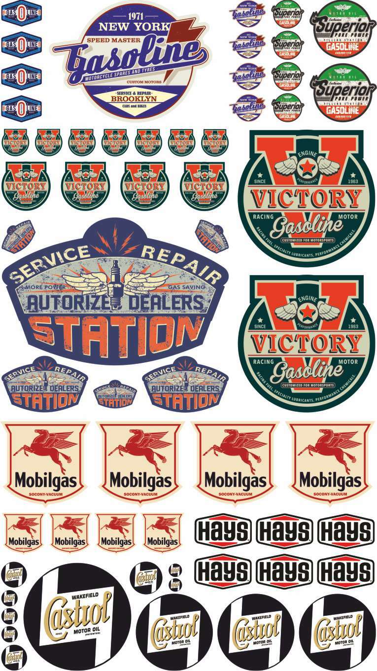 Decal Youngtimer Modellbau RC 118 124 114 Aufkleber Set Universal Gasoline Modellbau Beschriftung
