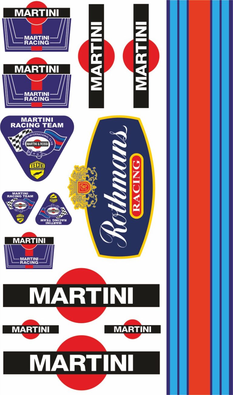 Decal Youngtimer Modellbau RC 1:18 1:24 1:14 Aufkleber Set Universal Martini RC