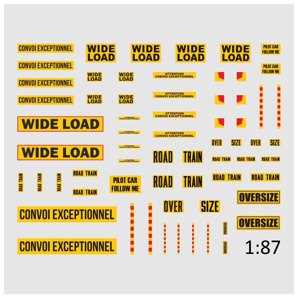 Decals-187-Oversize-Truck-LKW-Set-Modellbau-H0-Zubehor-Waterslide-modellbau-beschriftung-2.png Decals 1:87 Oversize Truck LKW Set – Modellbau H0 Zubehör Waterslide – Bild 2
