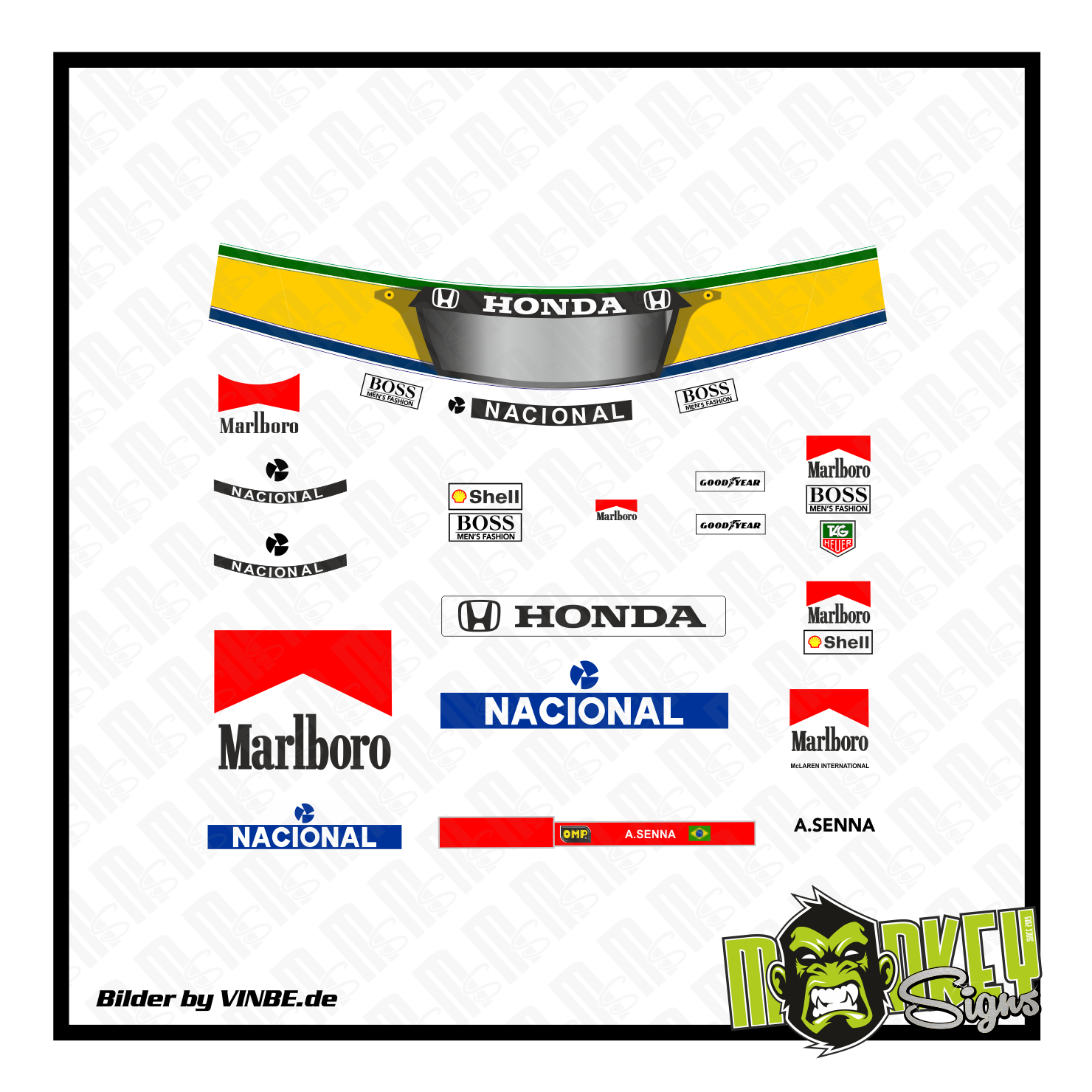 F1 Decal 118 Ayrton Senna Figurendecal Honda McLaren Modellbau Beschriftung