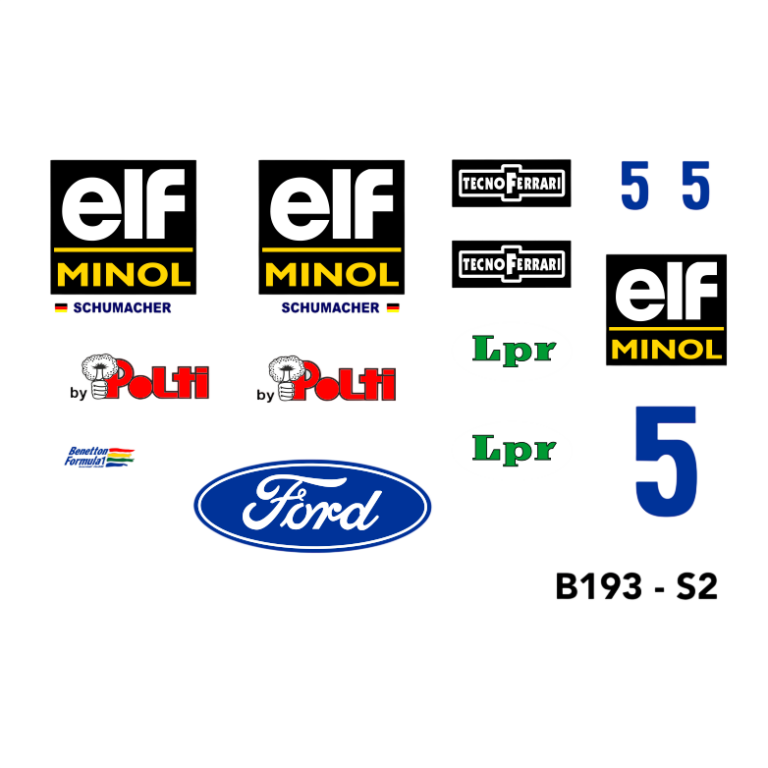 F1 Decal 1:18 Benetton B193 Set B - Patrese - Schumacher Formel 1 - 1993