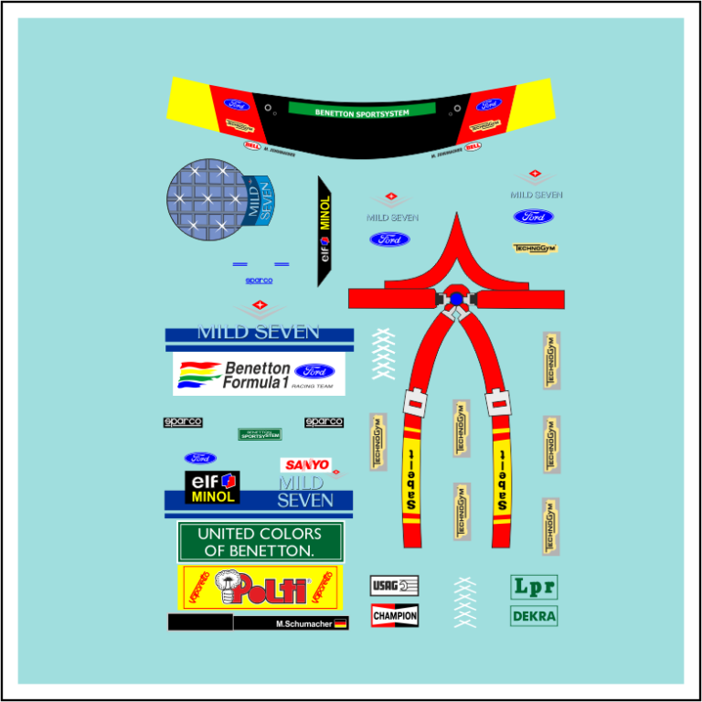 F1 Decal 1:18 Benetton Figur 1994 Tabakwerbung Schumacher Formel 1 B194