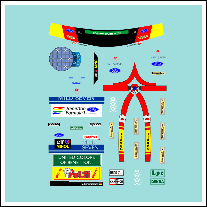 F1 Decal 118 Benetton Figur 1994 Tabakwerbung Schumacher Formel 1 B194 Modellbau Beschriftung